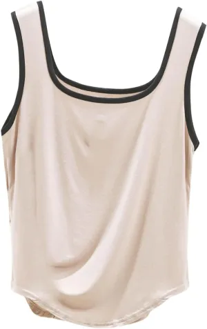 Summer Modal Casual Tank Tops for Women, Loose Breathable Outdoor Running Workout Sleeveless Shirts with Curved Hem