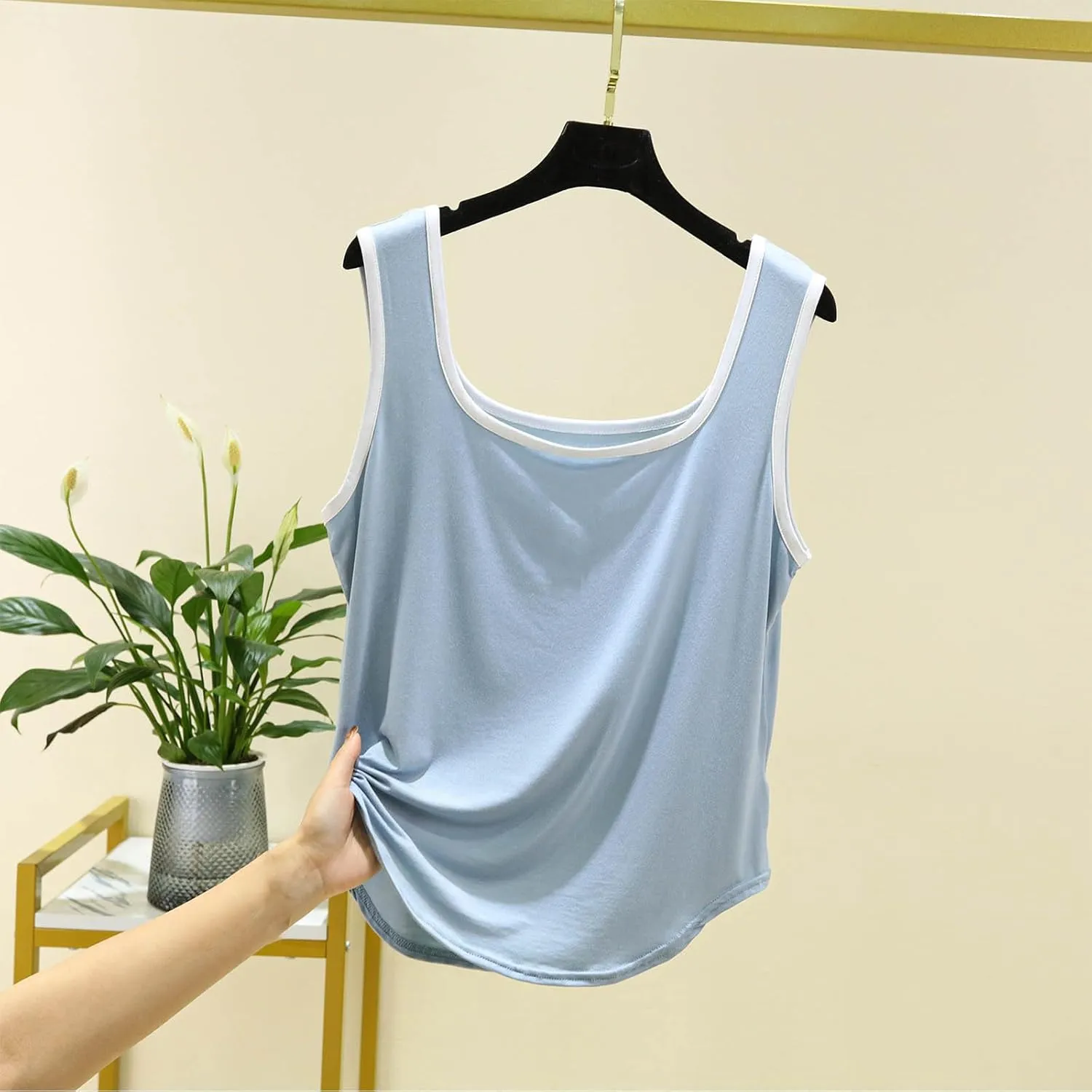 Summer Modal Casual Tank Tops for Women, Loose Breathable Outdoor Running Workout Sleeveless Shirts with Curved Hem