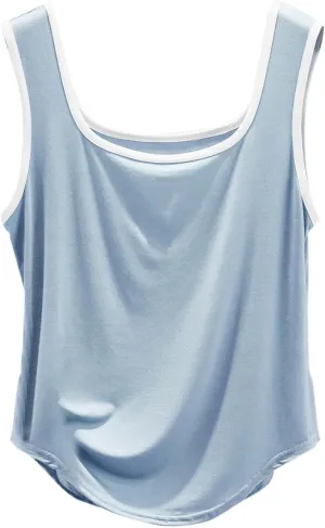 Summer Modal Casual Tank Tops for Women, Loose Breathable Outdoor Running Workout Sleeveless Shirts with Curved Hem