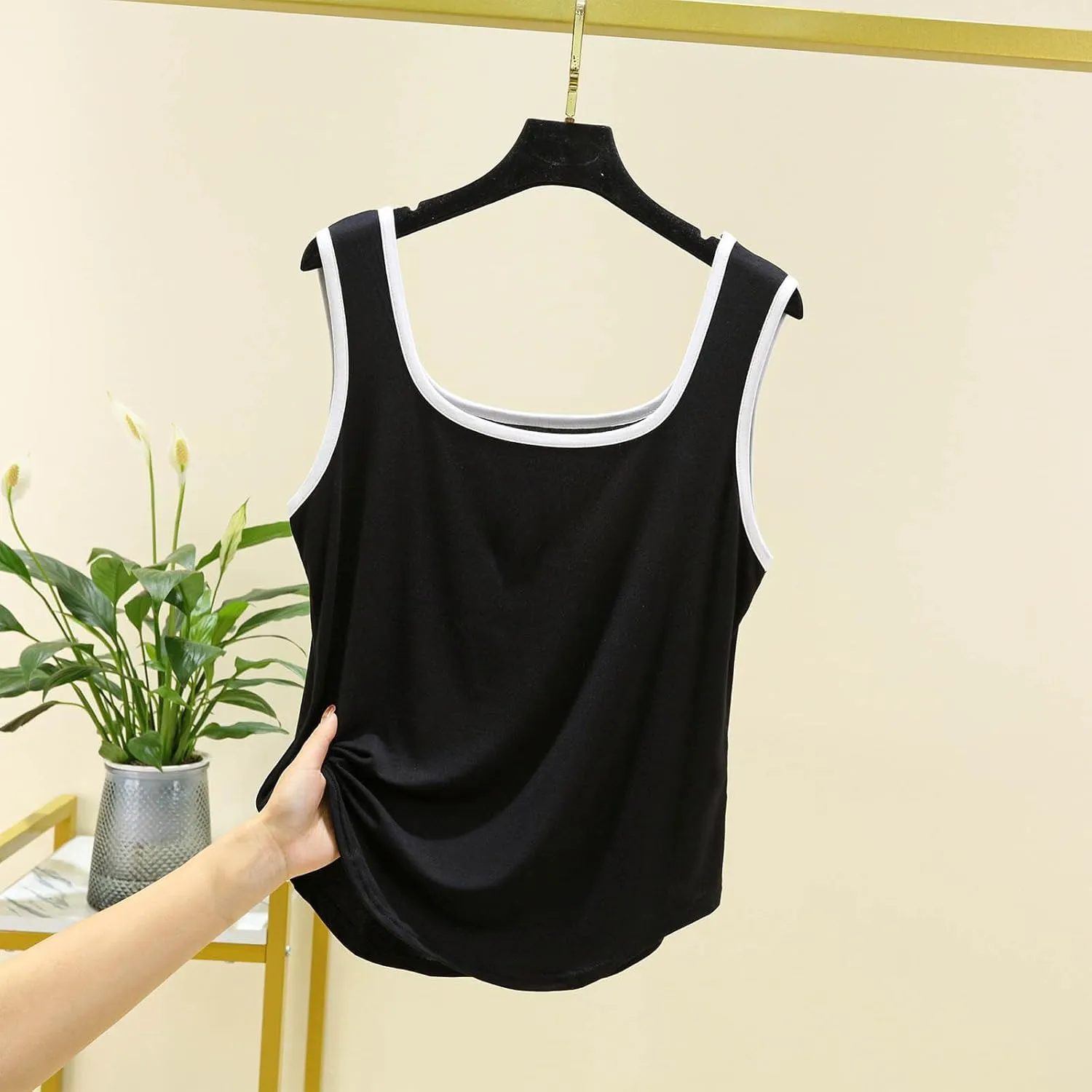 Summer Modal Casual Tank Tops for Women, Loose Breathable Outdoor Running Workout Sleeveless Shirts with Curved Hem