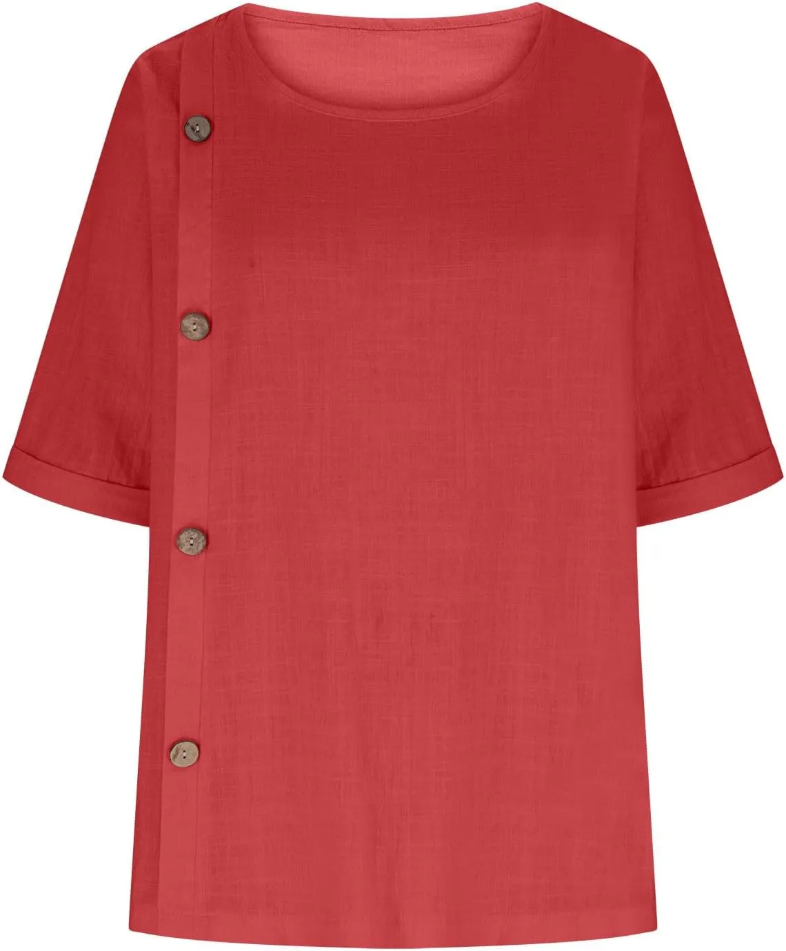 Summer Tops for Women Trendy 2025 Dressy Casual Scoop Neck Women's Linen Blend Shirts Short Sleeve Loose Fit
