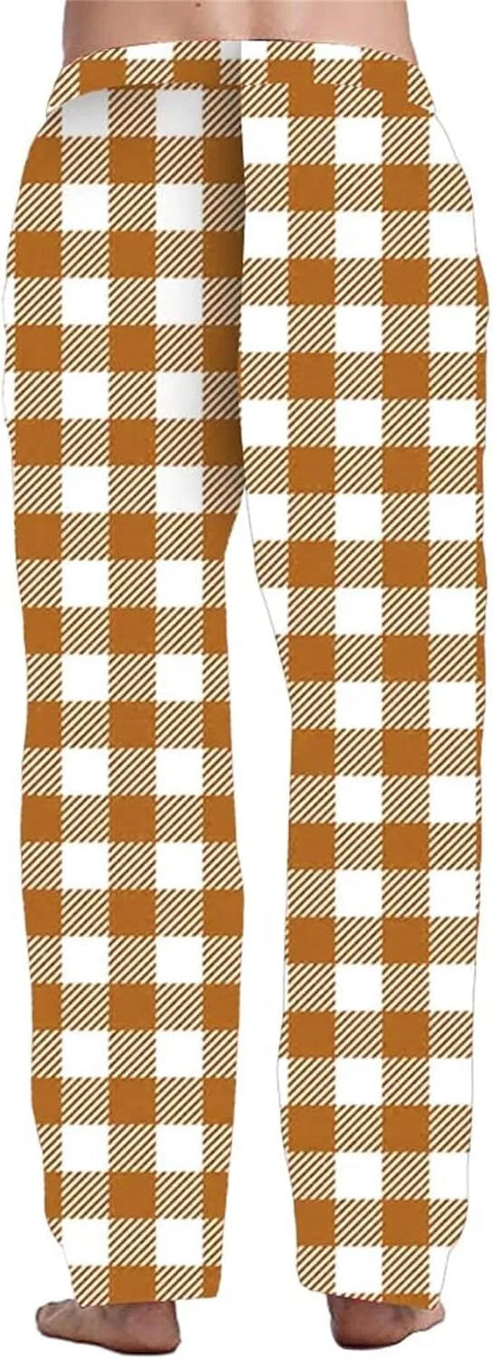 Sweatpants for Men Tapered Fashion Men's Casual Plaid Loose Sports Plaid Pajama Pants Pants Lightweight Workout