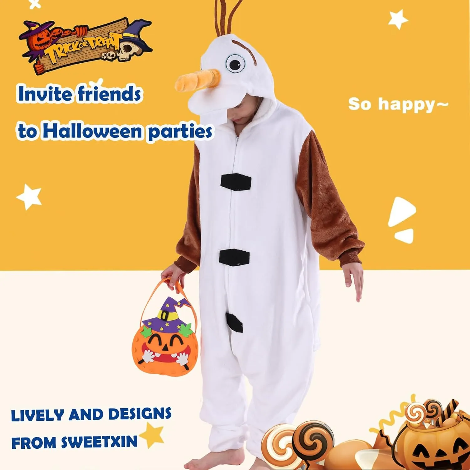 SWEETXIN Kids Unisex Onesie Pajamas Plush One Piece Halloween Costume Cosplay Sleepwear for Girls Boys