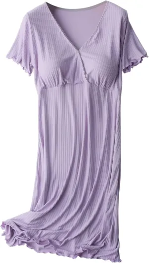 TANGNADE Nursing Dress Maternity Nightgown Sleepwear for Breastfeeding Maternity Dress Comfy Loungewear for Pregnancy