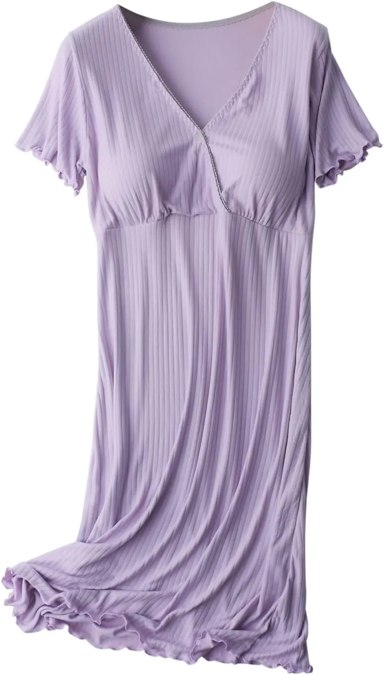 TANGNADE Nursing Dress Maternity Nightgown Sleepwear for Breastfeeding Maternity Dress Comfy Loungewear for Pregnancy
