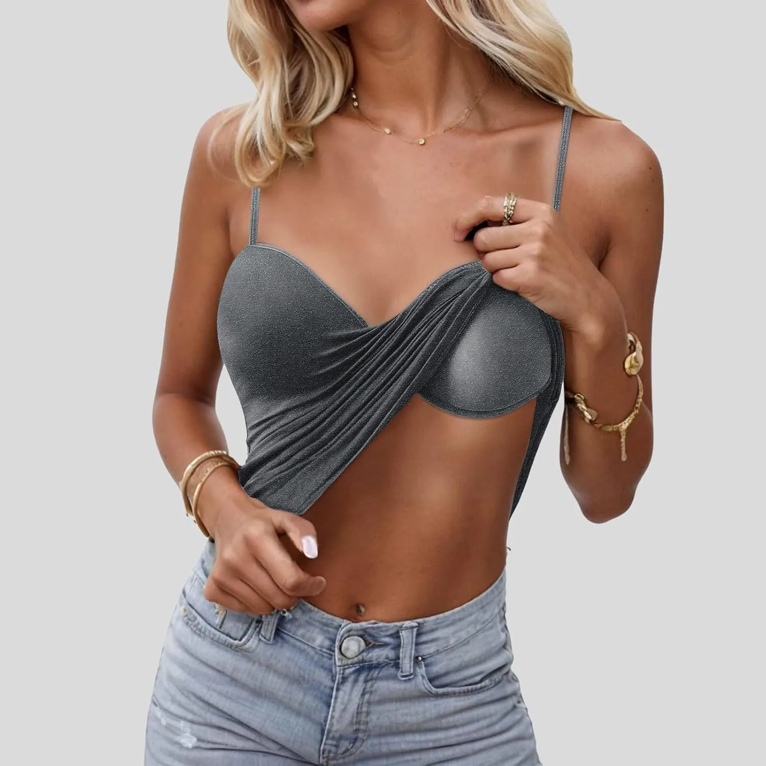 Tank Top for Women with Built in Bra 2025 Summer Slim Sexy Camisole Tops Casual Comfy Yoga Workout Padded Shirts