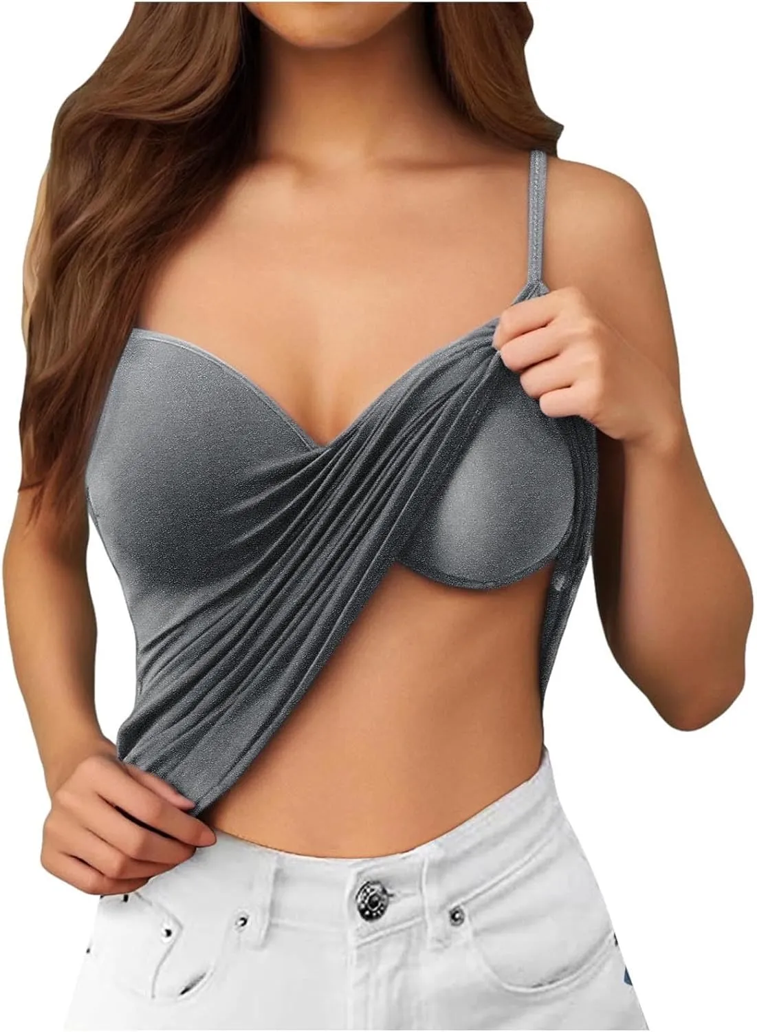 Tank Top for Women with Built in Bra 2025 Summer Slim Sexy Camisole Tops Casual Comfy Yoga Workout Padded Shirts