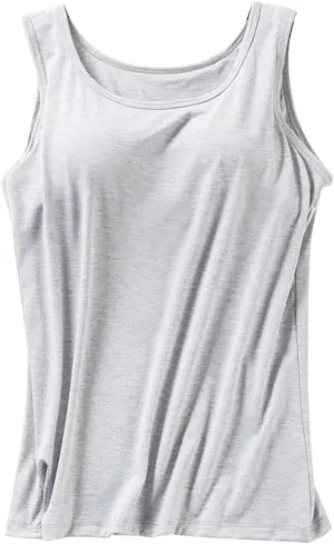 Tank Top with Built in Bra for Women 2025 Casual Summer Sleeveless Tops Basic Padded Tanktops Workout Yoga Shirts