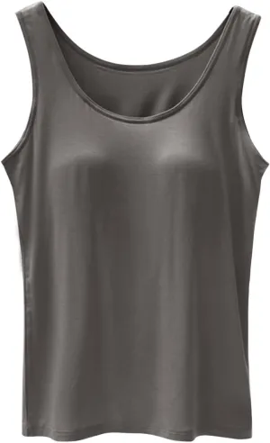 Tank Top with Built in Bra for Women Summer Casual Camisoles Basic Shirts Racerback Workout Fitted Tanks Cami Tops