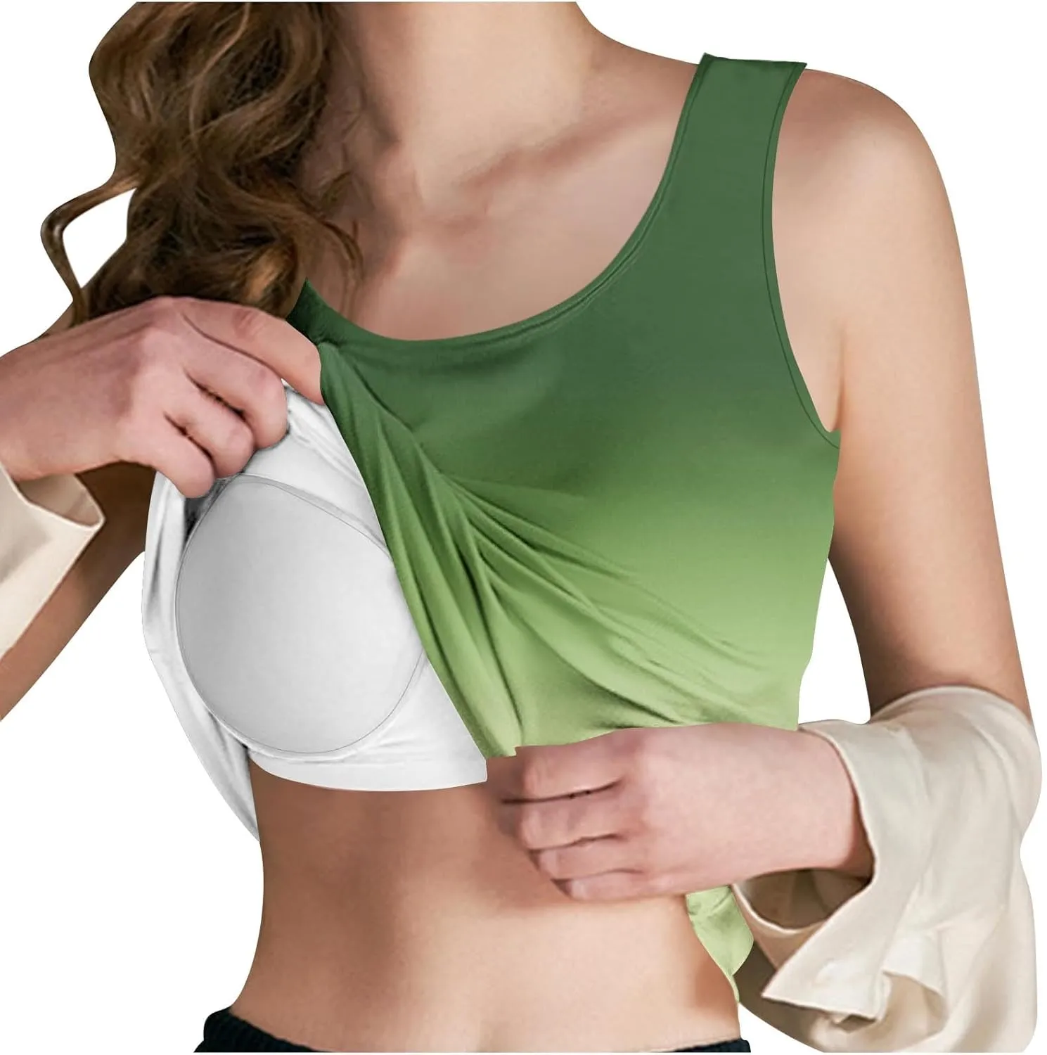 Tank Top with Built in Bra for Women Summer Lightweight Sleeveless Shirts Casual Basic Camisole Undershirts