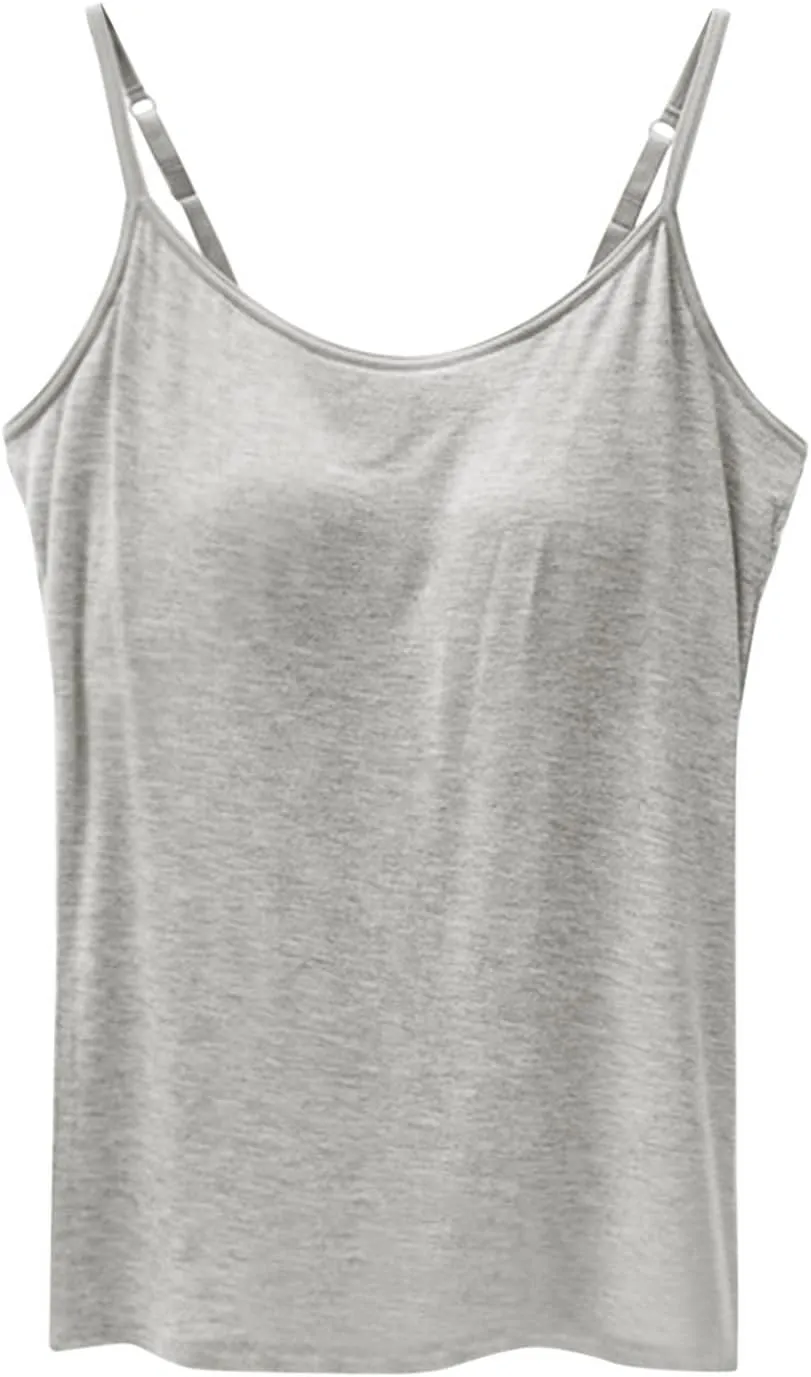 Tank Tops for Women Built with Shelf Bra Adjustable Spaghetti Strap Summer Sexy Athletic Outfits Layering Undershirt