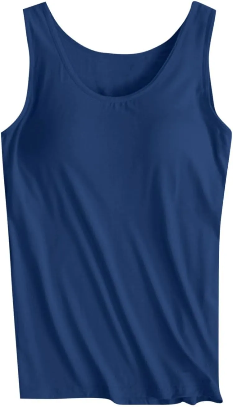 Tank Tops for Women Plus Size Ladies Sleeveless Wider Strap Camisole Tops Built in Padded Casual Workout Basic Tanks