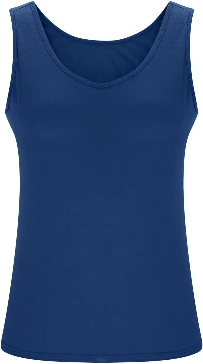 Tank Tops for Women Plus Size Ladies Sleeveless Wider Strap Camisole Tops Built in Padded Casual Workout Basic Tanks