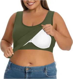 Tank Tops for Women Plus Size Ladies Sleeveless Wider Strap Camisole Tops Built in Padded Casual Workout Basic Tanks