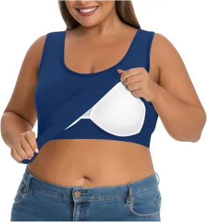 Tank Tops for Women Plus Size Ladies Sleeveless Wider Strap Camisole Tops Built in Padded Casual Workout Basic Tanks