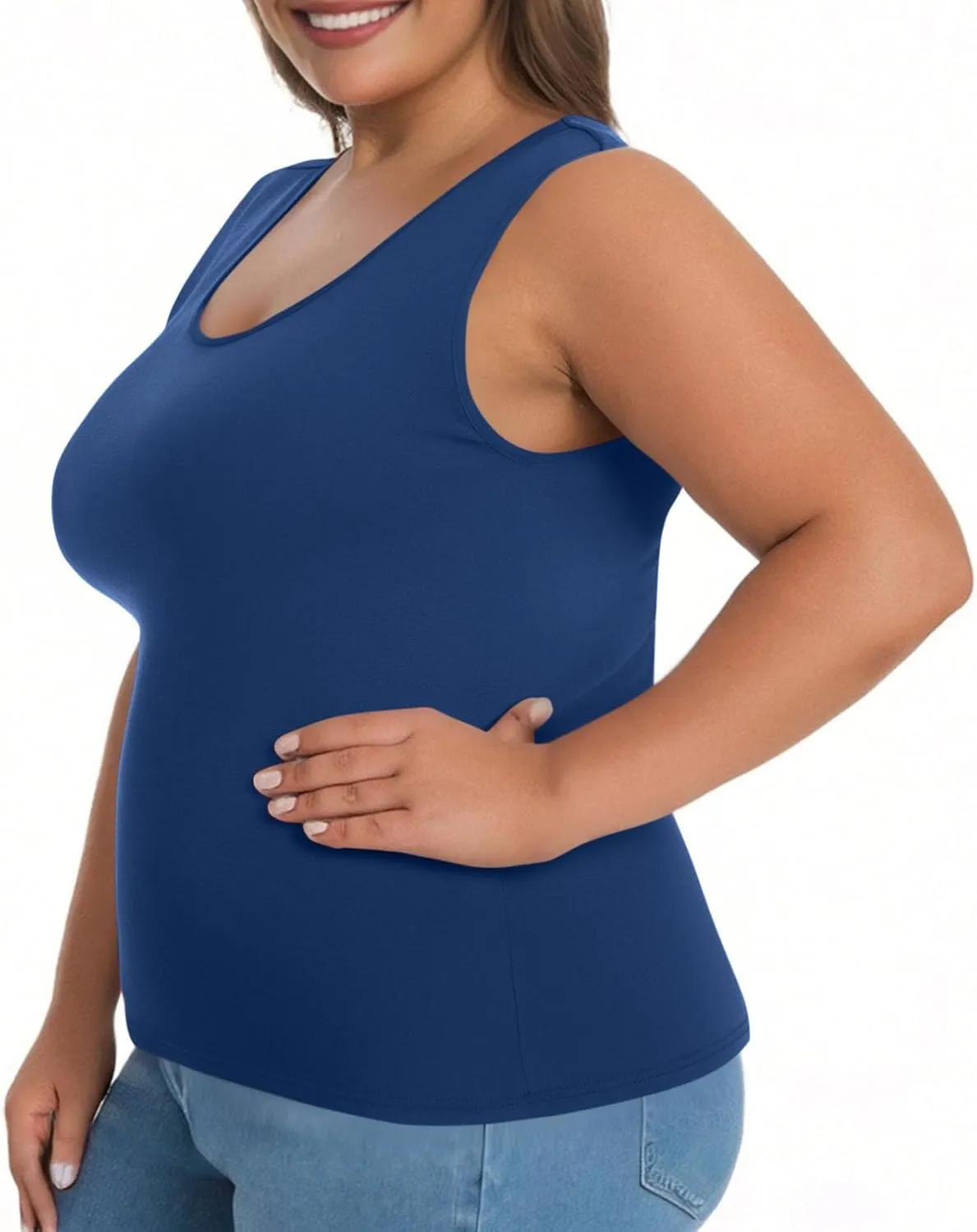 Tank Tops for Women Plus Size Ladies Sleeveless Wider Strap Camisole Tops Built in Padded Casual Workout Basic Tanks