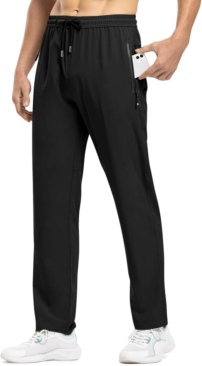 TBMPOY Men's Lightweight Hiking Travel Pants Breathable Athletic Fishing Active Joggers Zipper Pockets