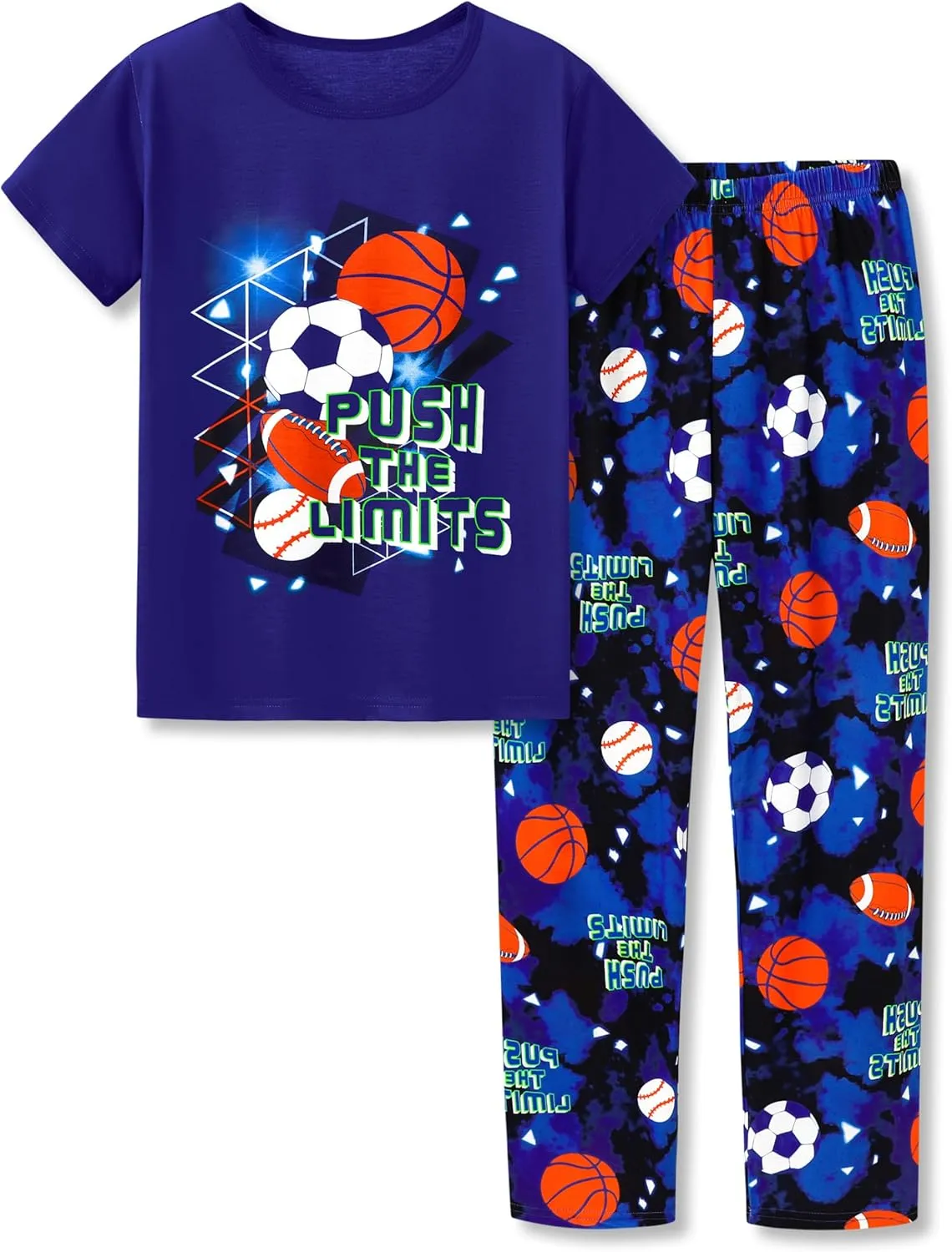 Tebbis 2-Piece Cozy Pajamas For Little/Big Boys Gamer Yellow Short Sleeves & Pants Soft PJs Set Kid Size 6-18