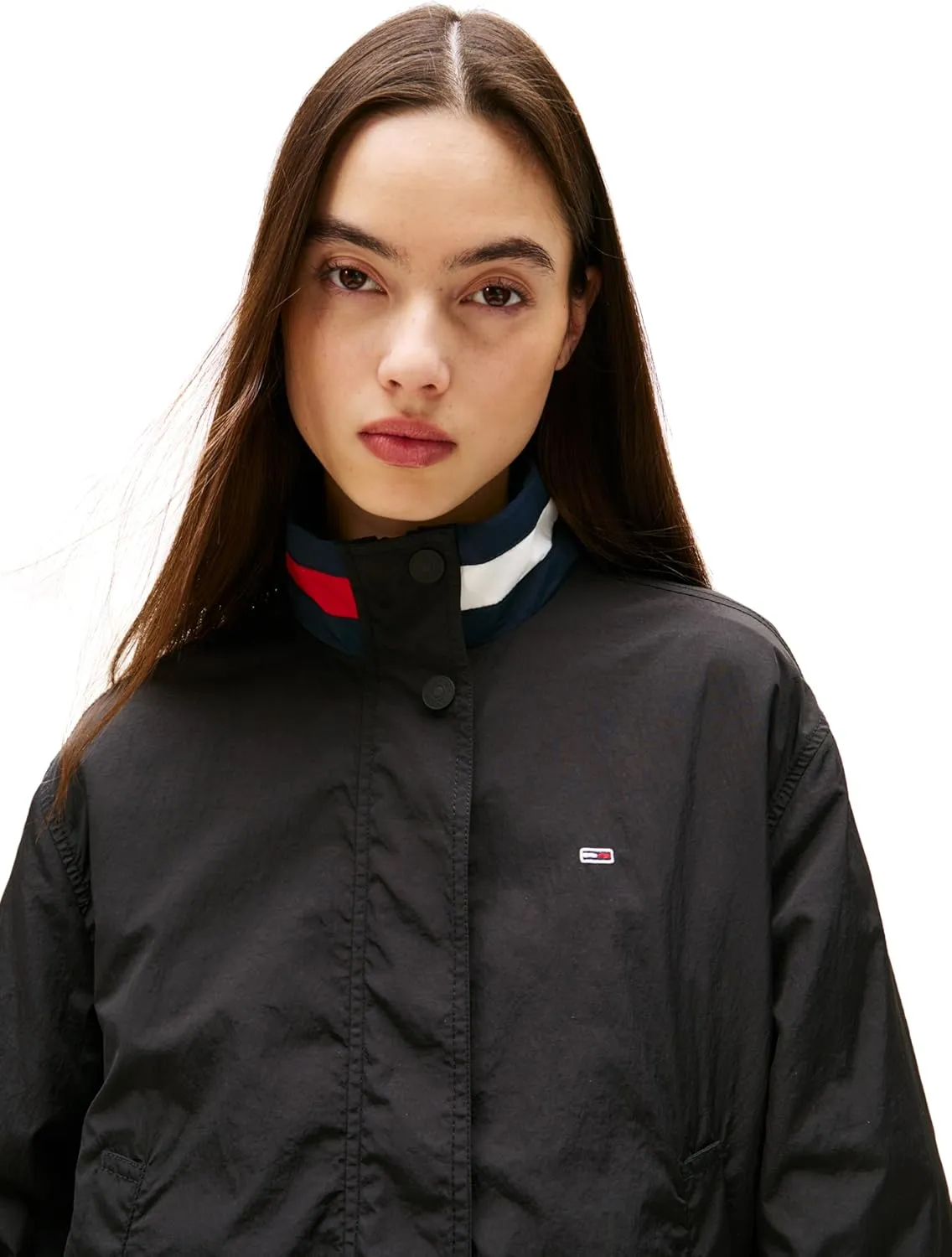 Tommy Jeans Women's Lightweight Varsity Windbreaker Jacket with Logo Detail