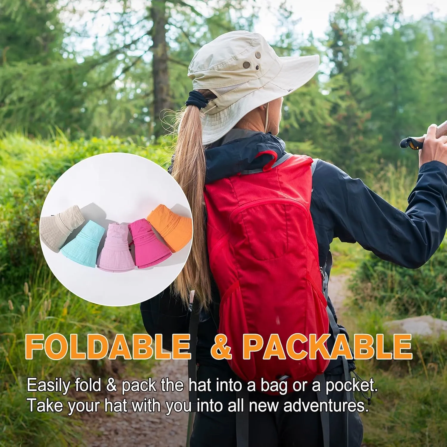 TOP-EX M/L/XL/XXL Ponytail Rain-Proof UV50  Sun Hat Cooling Mesh Lining Unisex