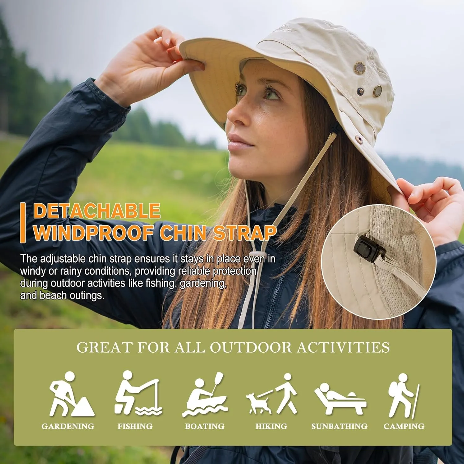 TOP-EX M/L/XL/XXL Ponytail Rain-Proof UV50  Sun Hat Cooling Mesh Lining Unisex