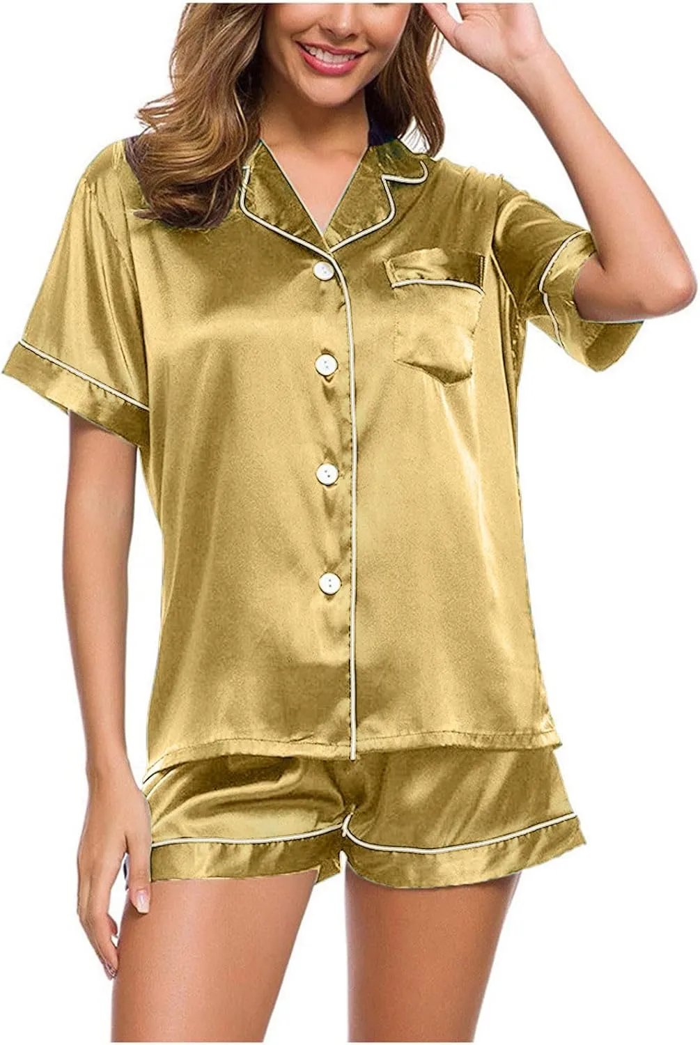 Traje de Pijama Mujeres Traje Pijama seda y satn Traje Pijama PJ conjunto apoyo cmodo Pajama Sets 2 Piece Lounge