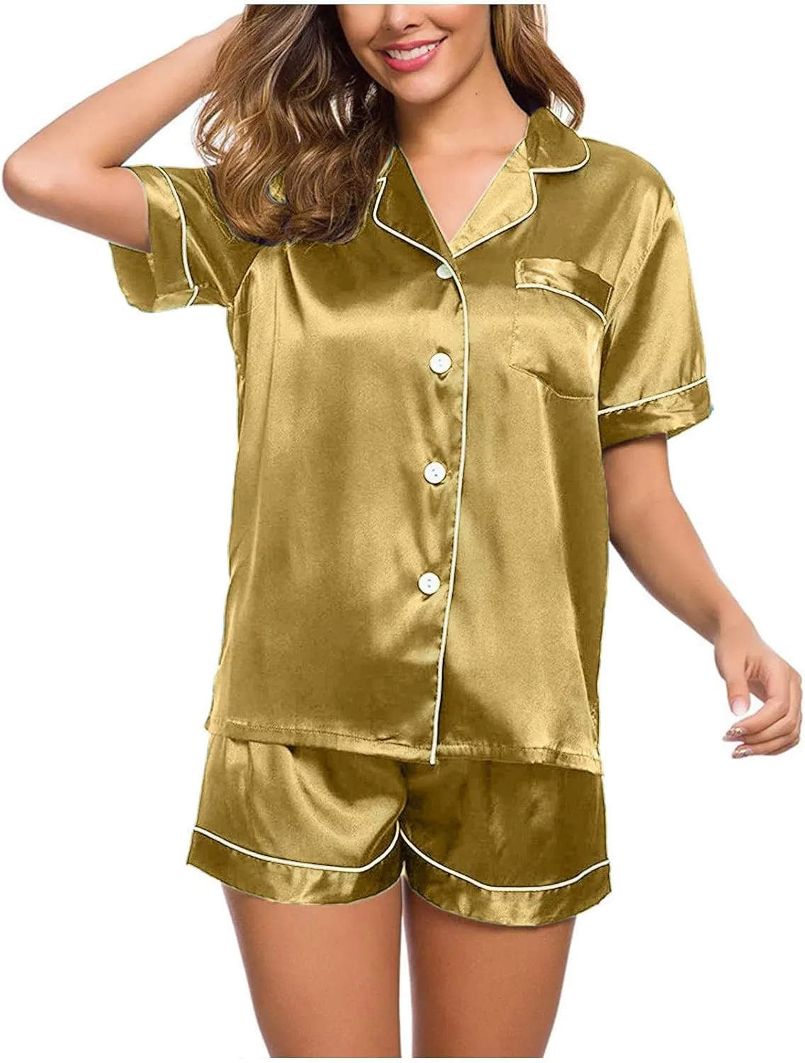 Traje de Pijama Mujeres Traje Pijama seda y satn Traje Pijama PJ conjunto apoyo cmodo Pajama Sets 2 Piece Lounge