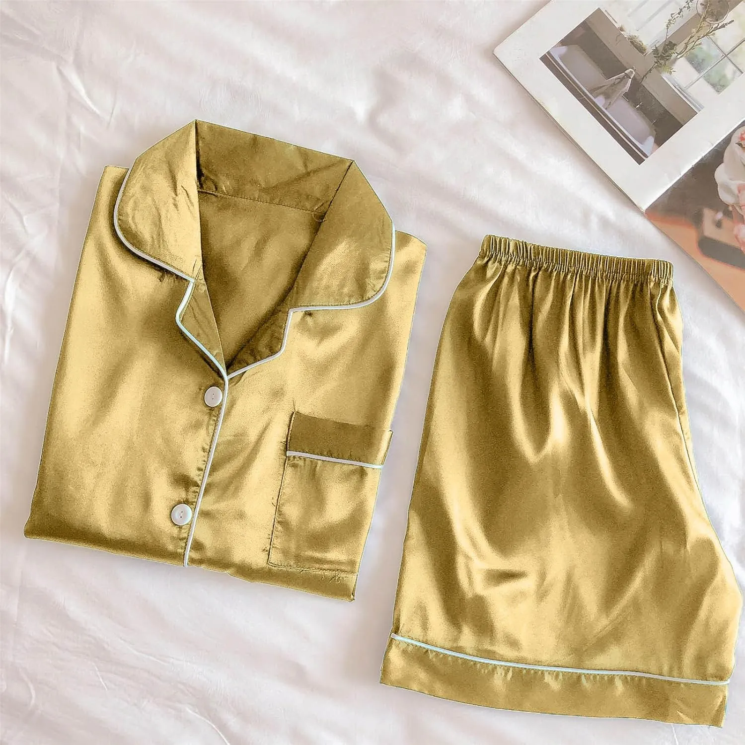 Traje de Pijama Mujeres Traje Pijama seda y satn Traje Pijama PJ conjunto apoyo cmodo Pajama Sets 2 Piece Lounge