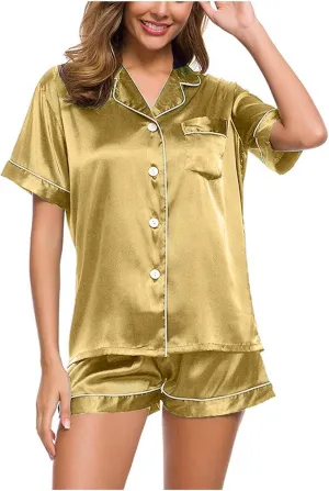 Traje de Pijama Mujeres Traje Pijama seda y satn Traje Pijama PJ conjunto apoyo cmodo Pajama Sets 2 Piece Lounge