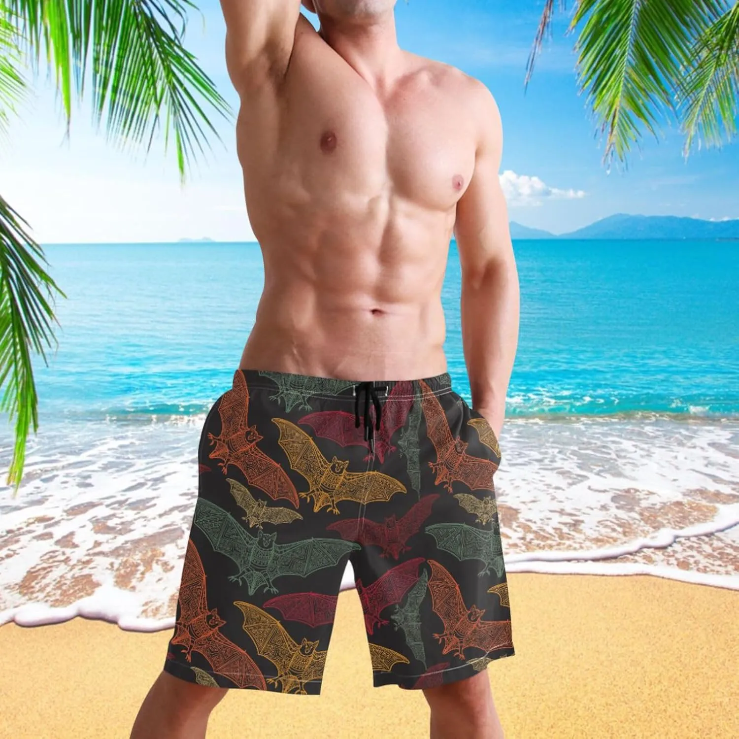 visesunny Mens Swim Trunks Quick Dry Board Shorts with Mesh Lining Breathable Fit Hawaii Beach Shorts Swimwear Bathing Suits