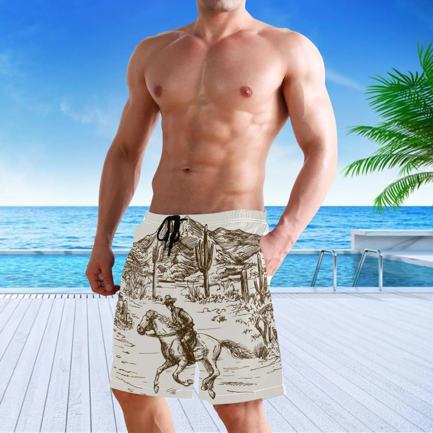 visesunny Mens Swim Trunks Quick Dry Board Shorts with Mesh Lining Breathable Fit Hawaii Beach Shorts Swimwear Bathing Suits