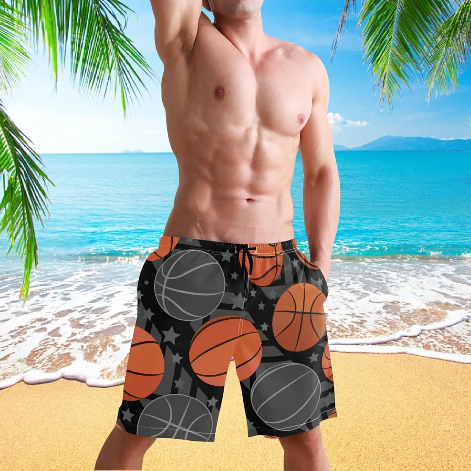 visesunny Mens Swim Trunks Quick Dry Board Shorts with Mesh Lining Breathable Fit Hawaii Beach Shorts Swimwear Bathing Suits