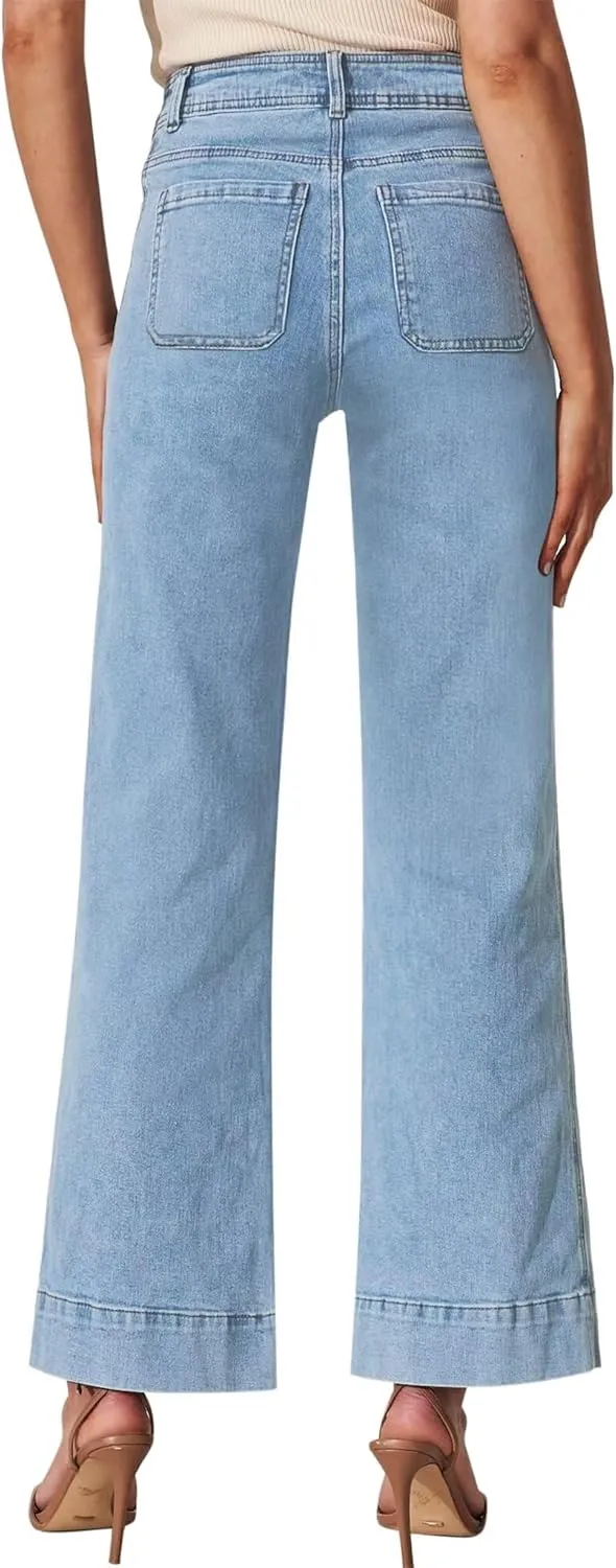 Wide Leg Jeans for Women - High Waisted Baggy Jeans Stretch Loose Denim Pants