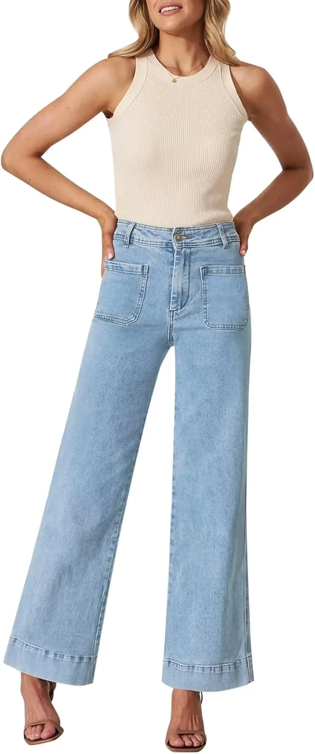 Wide Leg Jeans for Women - High Waisted Baggy Jeans Stretch Loose Denim Pants