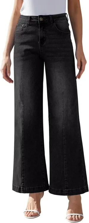 Wide Leg Jeans for Women - High Waisted Baggy Jeans Stretch Loose Denim Pants