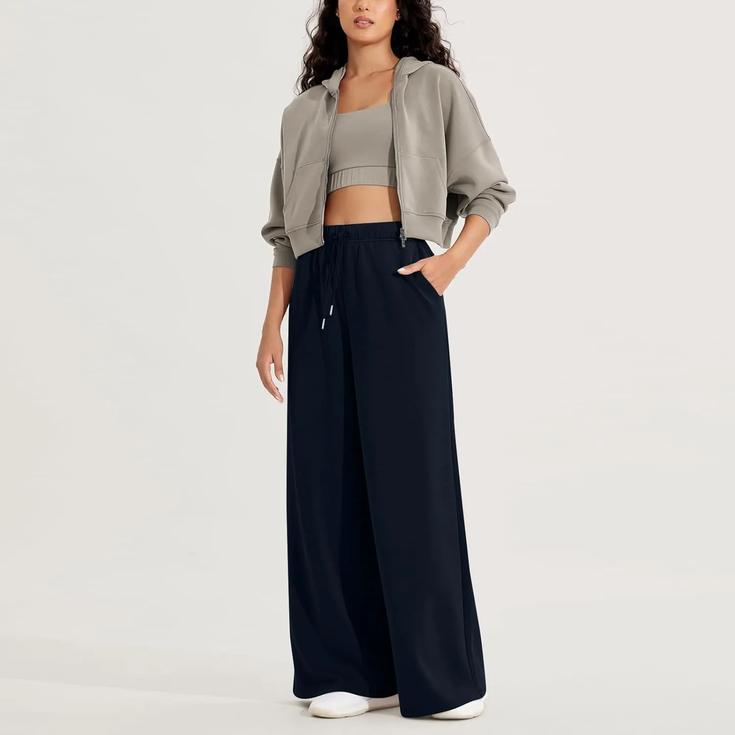 Wide Leg Sweatpants Women Baggy Joggers High Waisted Sweat Pants Lounge Straight Leg Pull on Jogger Pants with Pockets