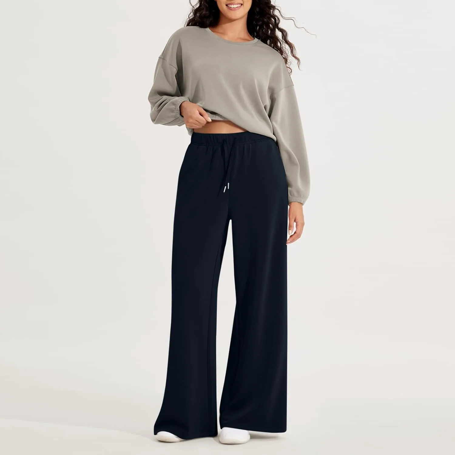 Wide Leg Sweatpants Women Baggy Joggers High Waisted Sweat Pants Lounge Straight Leg Pull on Jogger Pants with Pockets