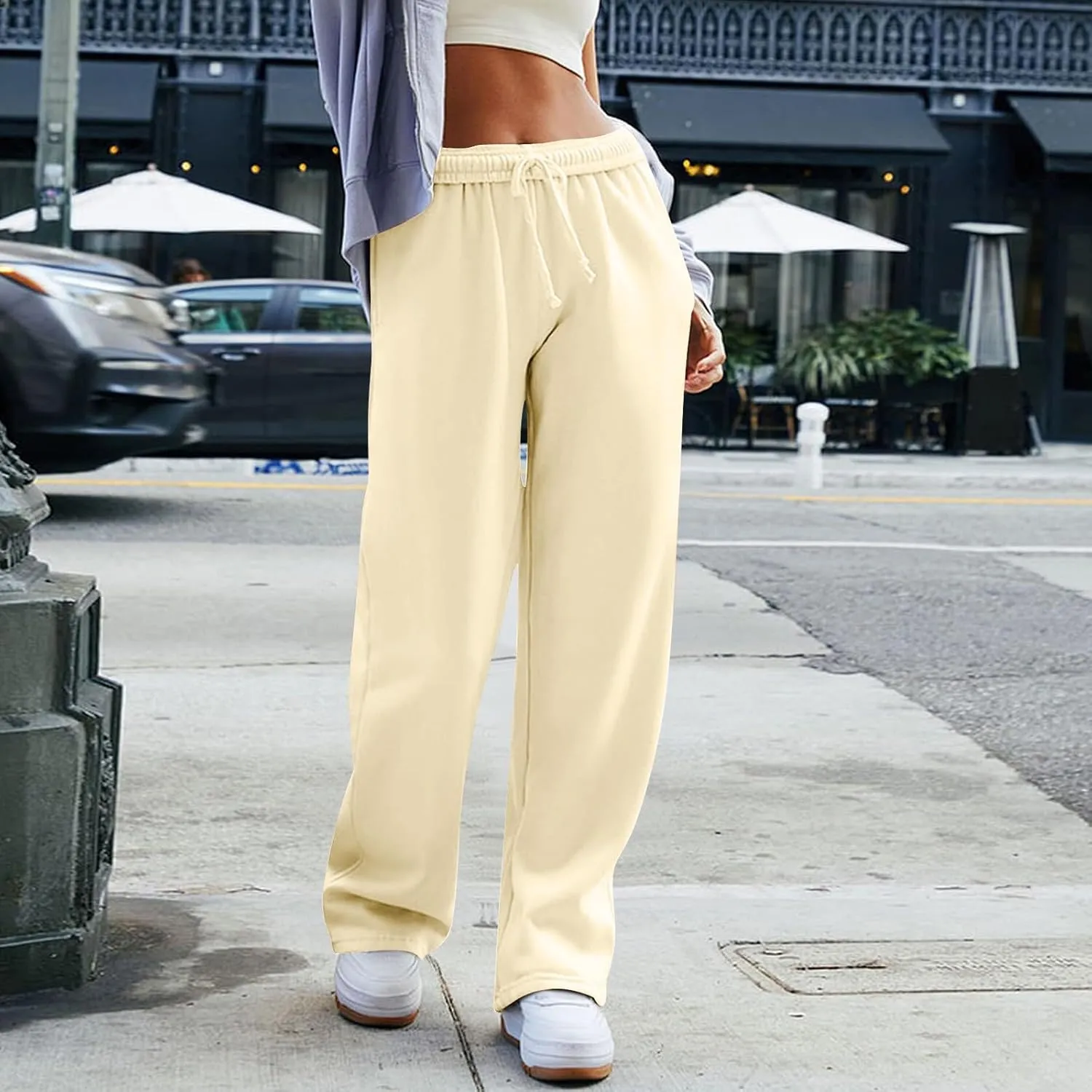 Wide Leg Sweatpants Women Baggy Low Rise Wide Leg Pants Casual Workout Athletic Track Sweatpants with Pockets