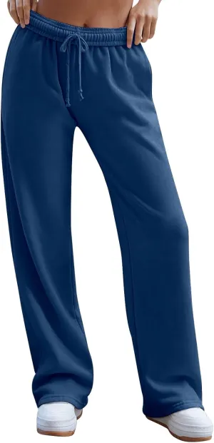 Wide Leg Sweatpants Women Baggy Low Rise Wide Leg Pants Casual Workout Athletic Track Sweatpants with Pockets