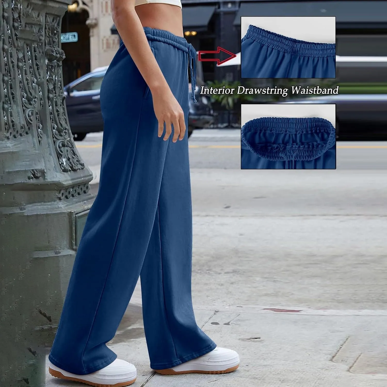 Wide Leg Sweatpants Women Baggy Low Rise Wide Leg Pants Casual Workout Athletic Track Sweatpants with Pockets