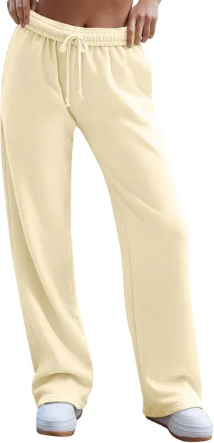 Wide Leg Sweatpants Women Baggy Low Rise Wide Leg Pants Casual Workout Athletic Track Sweatpants with Pockets