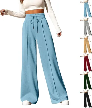 Wide Leg Sweatpants Women Casual Lightweight Drawstring High Waisted Joggers Baggy Soft Lounge Pants with Pockets