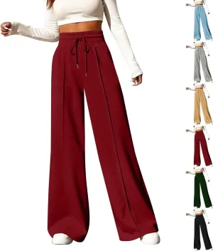 Wide Leg Sweatpants Women Casual Lightweight Drawstring High Waisted Joggers Baggy Soft Lounge Pants with Pockets