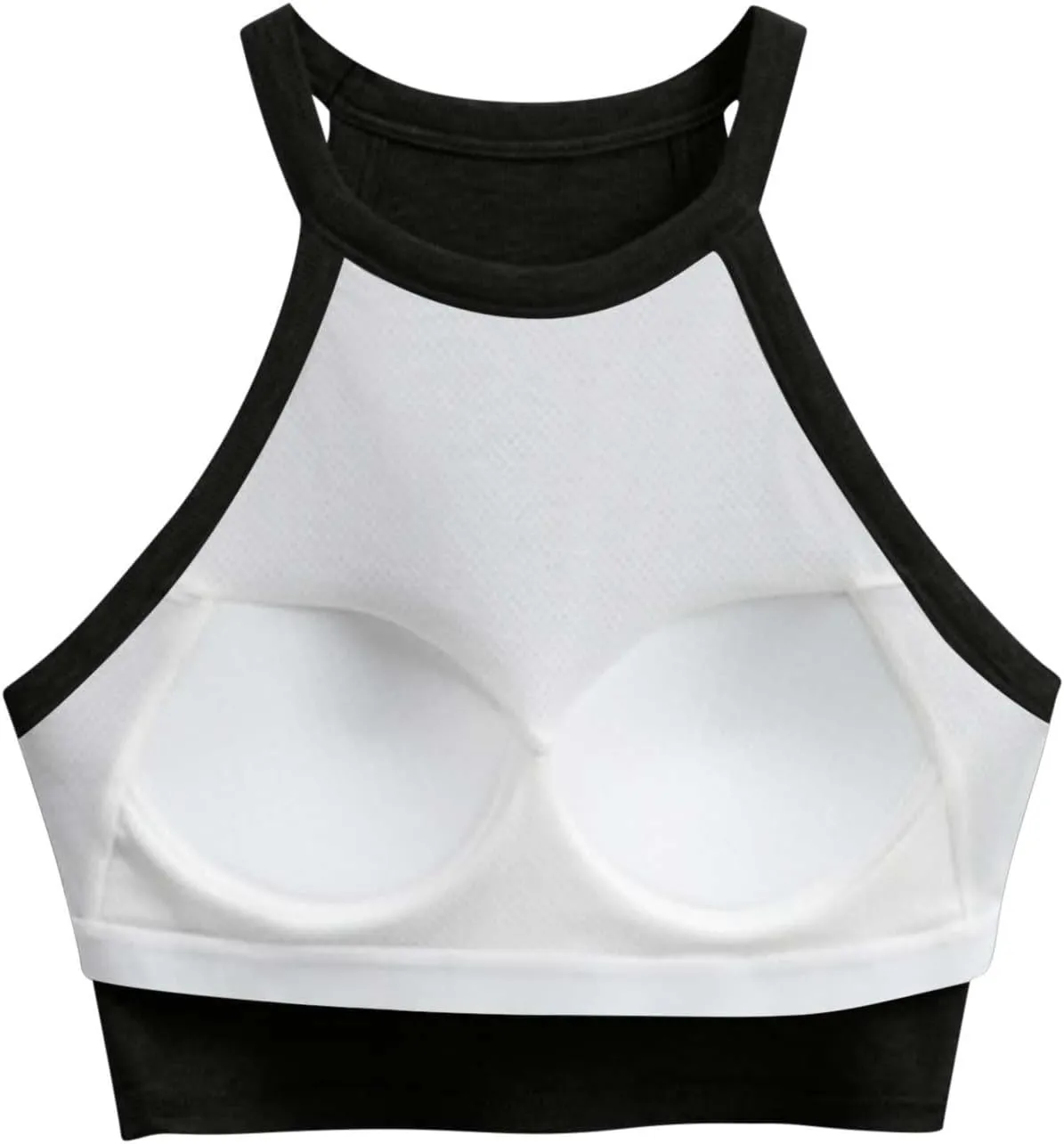 Wmens Crop Tank Tops with Built in Bra Halter High Neck Padded Yoga Shirts Sleeveless Basic Shelf Bras Camisoles Tees
