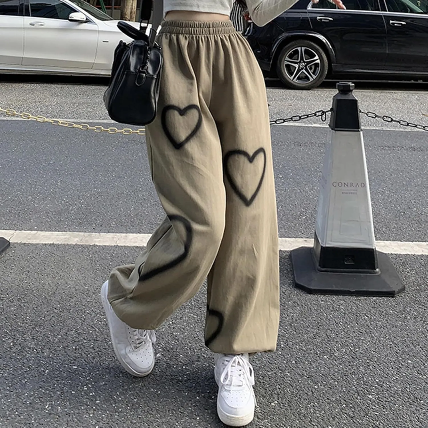 Women Active Jogger Sweatpants High Waisted Pants Lounge Bottoms Fleece Wide Leg Baggy Athletic Joggers Pants Pockets