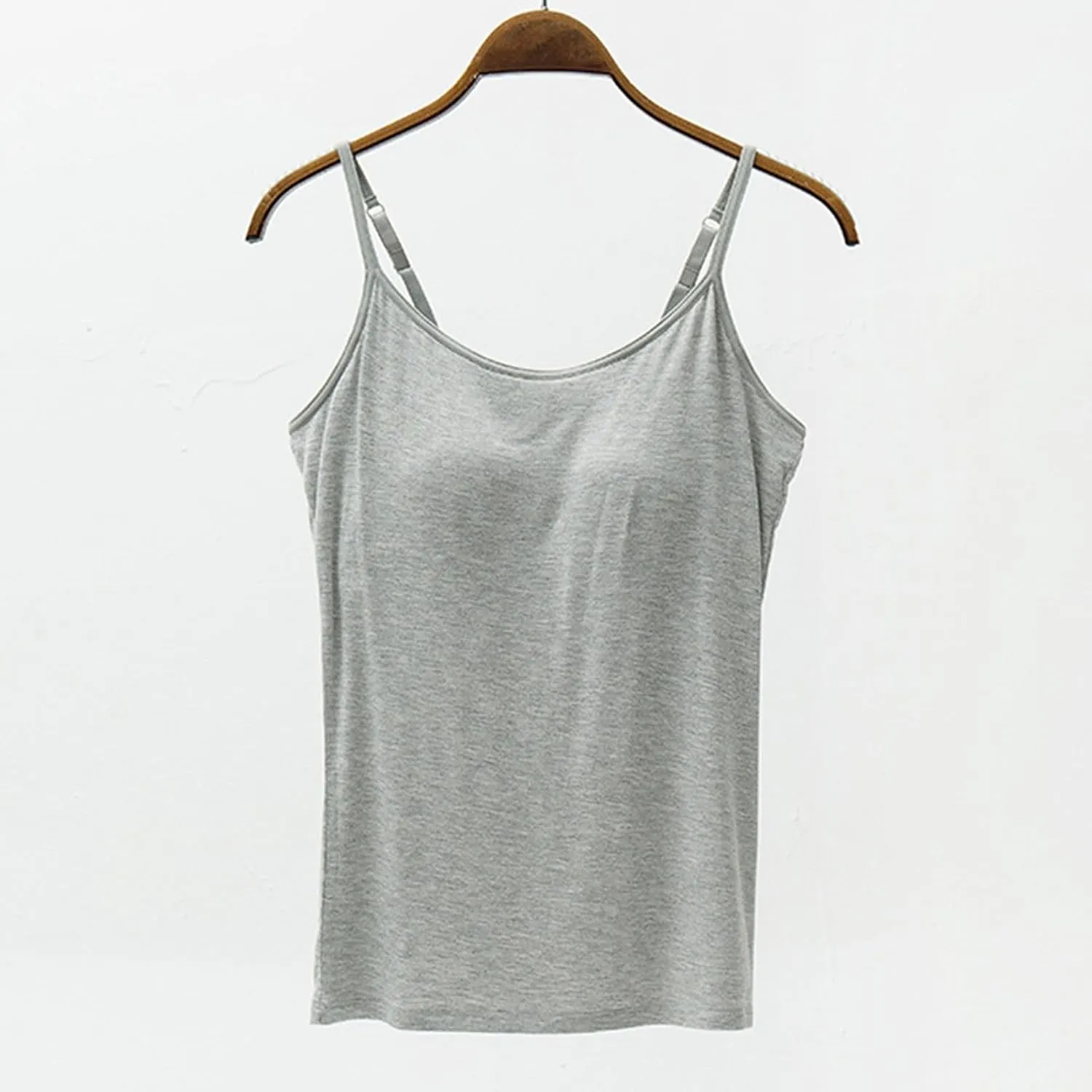 Women Cami Bra Basic Strap Tank Tops with Padded Workout Yoga Racerback Tanks Top Built in Shelf Camisole