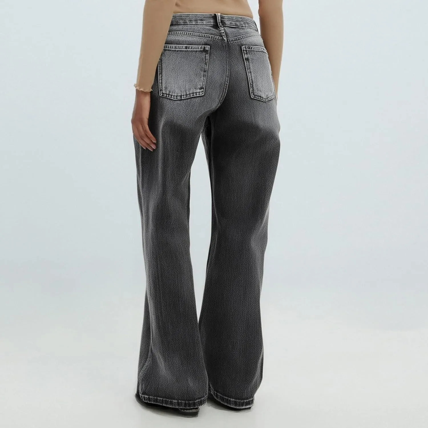 Women Jeans Lightweight High Waist Loose Wide Leg Jeans Petite Summer Straight Lounge Denim Pants with Pockets