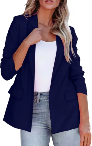 Women Open Front Blazers 2024 Sleeve Front Notched Collar Suit Cardigan Cardigan Fall Fashion Work Office Blazer