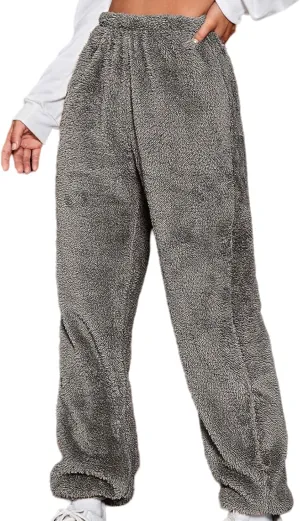 Women Sherpa Lined Pants Winter Warm Thicken Jogger Athletic Sweatpants Fuzzy Fleece Velvet Pajama Bottoms Sleepwear