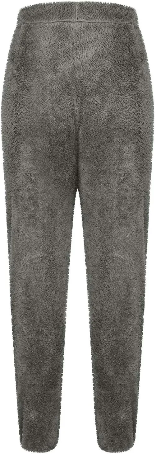 Women Sherpa Lined Pants Winter Warm Thicken Jogger Athletic Sweatpants Fuzzy Fleece Velvet Pajama Bottoms Sleepwear